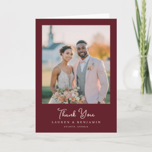 Romantisch Maroon Elegant Foto Bedankkaart