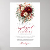 Romantisch Maroon Herfst Uitgeklede Ceremonie Bord Poster (Voorkant)