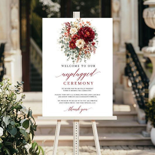 Romantisch Maroon Herfst Uitgeklede Ceremonie Bord Poster