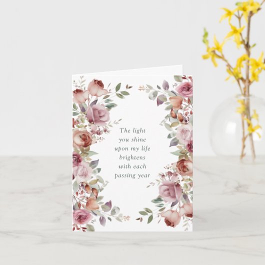 Romantisch Mauve Floral bruiloft Jubileum Kaart (Gele Bloem)