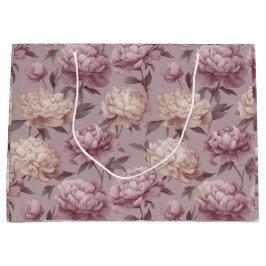 Romantisch mauve pioenroom bloemmotief groot cadeauzakje