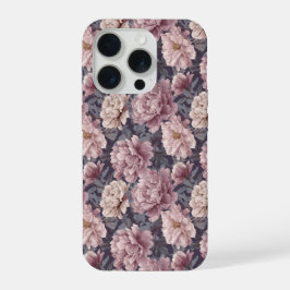 Romantisch mauve pioenroom bloemmotief iPhone 15 pro case