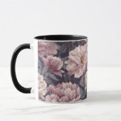 Romantisch mauve pioenroom bloemmotief mok (Links)