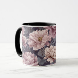 Romantisch mauve pioenroom bloemmotief mok