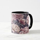 Romantisch mauve pioenroom bloemmotief mok (Voorkant rechts)