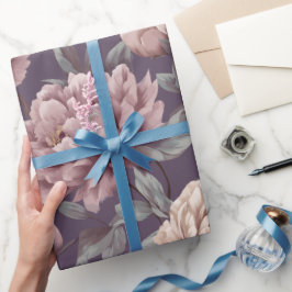 Romantisch mauve pioenroom bloempatroon cadeaupapier