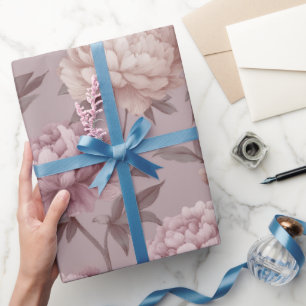 Romantisch mauve pioenroom bloempatroon cadeaupapier