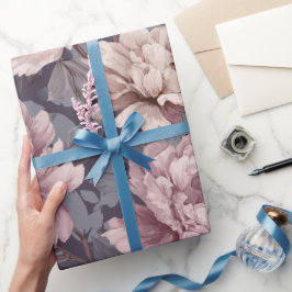 Romantisch mauve pioenroom bloempatroon cadeaupapier