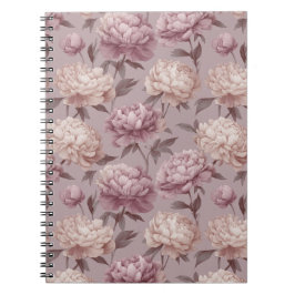 Romantisch mauve pioenroom bloempatroon notitieboek