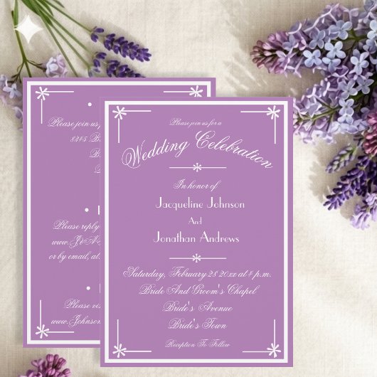 Romantisch Mauve Trouw Wit Frame & Script Kaart
