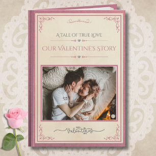 Romantisch Mauve Vintage Prentenboek Foto Valentij Kaart