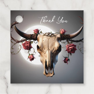 Romantisch Mediaval Floral Koe Schedel Huwelijk Bedankjes Labels
