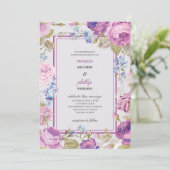 Romantisch Medium Violet Rode Kool Rozen bruiloft Kaart (Staand voorkant)