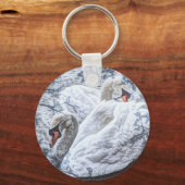 Romantisch meer zwemmen witte zwaan sleutelhanger (Voorkant)