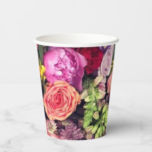 Romantisch Meerkleurig Bloemen Papieren Bekers (Achterkant)