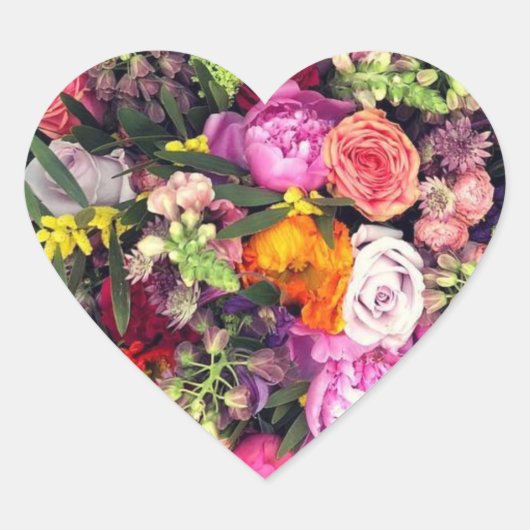 Romantisch Meerkleurig Bloemenbruiloft Hart Sticker (Voorkant)