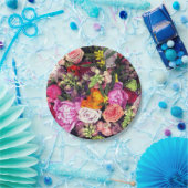 Romantisch Meerkleurig Bloemenpapier Bord (Feest)