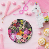 Romantisch Meerkleurig Bloemenpapier Bord (Feest)