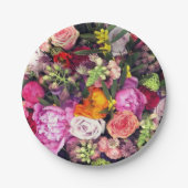 Romantisch Meerkleurig Bloemenpapier Bord (Voorkant)