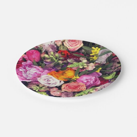 Romantisch Meerkleurig Bloemenpapier Bord (Gekanteld)