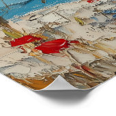 Romantisch meerlandschap met eenden en stel poster (Hoek)