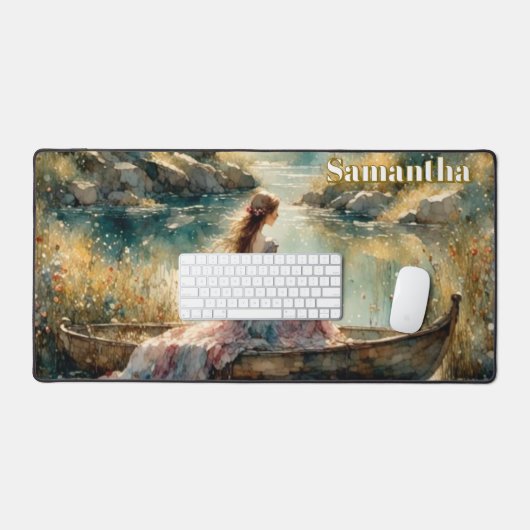 Romantisch meisje in een boot. Gepersonaliseerd Bureaumat (Keyboard & Muis)