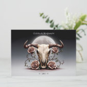 Romantisch Middeleeuws Bloemen Koe Schedel Huwelij Kaart (Staand voorkant)