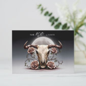 Romantisch Middeleeuws Bloemen Koe Schedel Huwelij RSVP Kaartje (Staand voorkant)