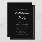 Romantisch Minimaal Script Zwart Bachelorette Part Kaart (Voorkant / Achterkant)