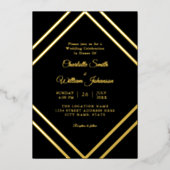 Romantisch minimalistisch elegant zwart goud folie uitnodiging (Voorkant)