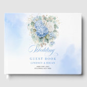 Romantisch minimalistisch gastenboek met blauwe bl (Voorkant)