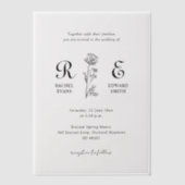 Romantisch minimalistisch monogram bruiloft vellum uitnodigingen (Voorkant)