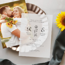 Romantisch minimalistisch monogram bruiloft vellum uitnodigingen