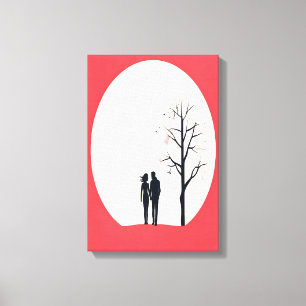 Romantisch minimalistisch paar kunst canvas afdruk