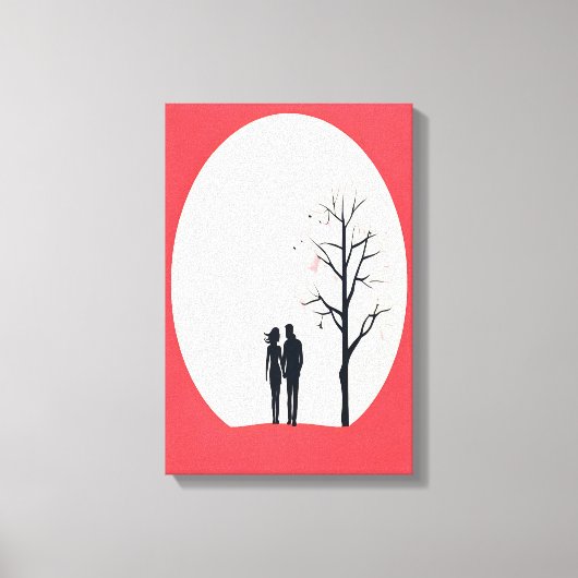 Romantisch minimalistisch paar kunst canvas afdruk (Voorkant)