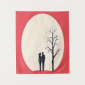 Romantisch minimalistisch paar kunst wandkleed (Voorkant)