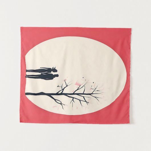 Romantisch minimalistisch paar kunst wandkleed (Voorkant (horizontaal))