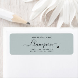 Romantisch minimalistisch script Dusty Blue Weddin Etiket