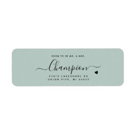 Romantisch minimalistisch script Mint Groene bruil Etiket