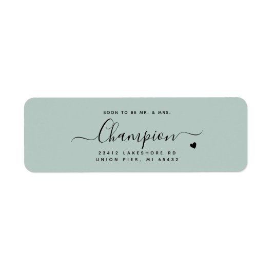 Romantisch minimalistisch script Mint Groene bruil Etiket (Voorkant)