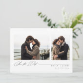 Romantisch Modern 4 foto bruiloft Save The Date (Staand voorkant)