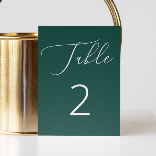 Romantisch Modern Deep Emerald Green Script Weddin Kaart