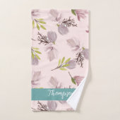 Romantisch modern design monogram roze en blauw bad handdoek (Handdoek)