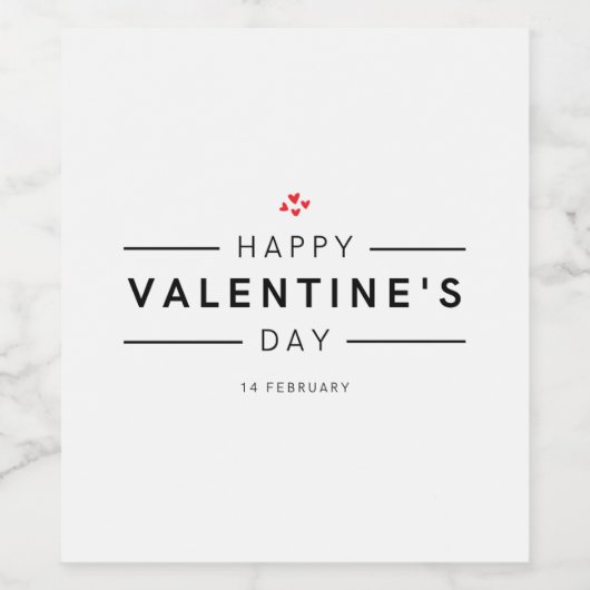 Romantisch Modern Februari 14 Gelukkig Valentijns Wijn Etiket (Enkel label)