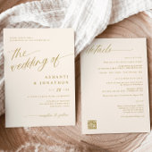 Romantisch Modern Goud Ivoor Alles In Een Bruiloft Kaart