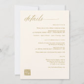 Romantisch Modern Goud Ivoor Alles In Een Bruiloft Kaart (Achterkant)