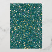 Romantisch Modern Hemels Huwelijk Blauwgroen Blauw Folie Uitnodiging (Achterkant)