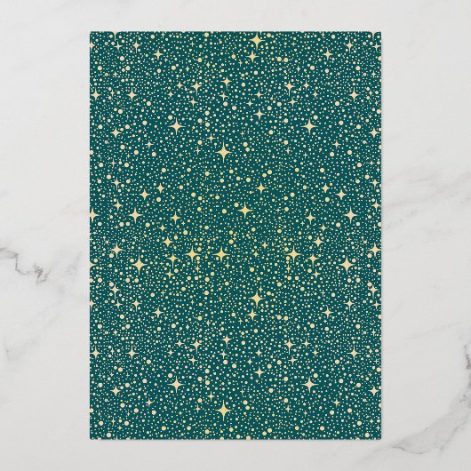 Romantisch Modern Hemels Huwelijk Blauwgroen Blauw Folie Uitnodiging (Achterkant)