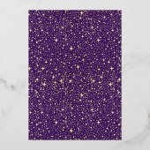 Romantisch Modern Hemels Huwelijk Paars & Goud Folie Uitnodiging (Achterkant)