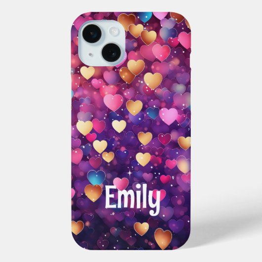 Romantisch Modern Love Hearts Gepersonaliseerde na Case-Mate iPhone Case (Achterkant)